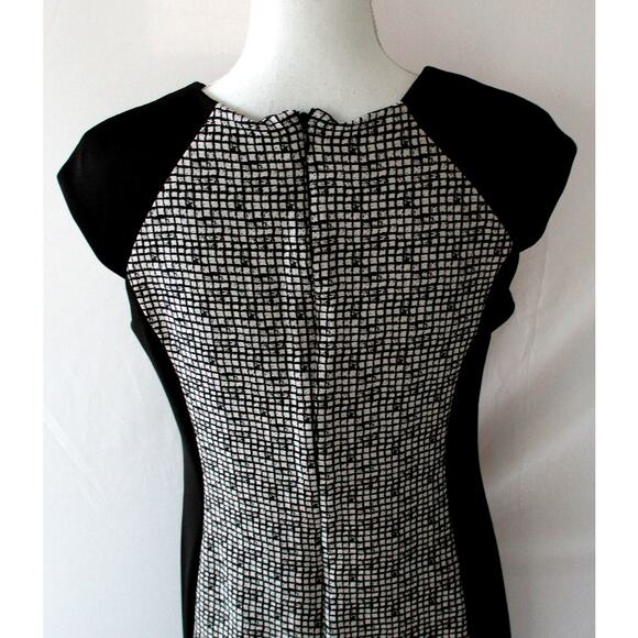 Enfocus Studio Women's Black & White Checked Sleeveless Zip Back Dress Size 12 - Picture 6 of 9